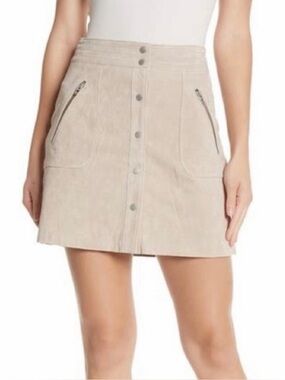 Blank NYC Suede Leather Mini Skirt Zip Pockets Taupe Size 26